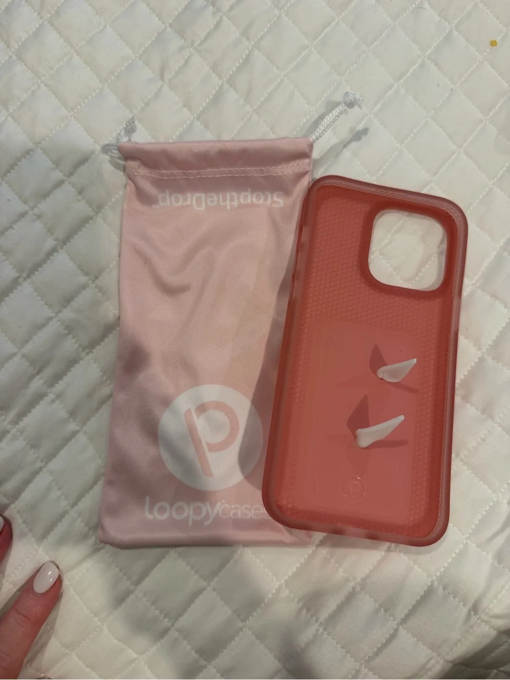 Loopy Case Blush Soft Pink i Phone 14 Pro Max Case with Pink & White Loop